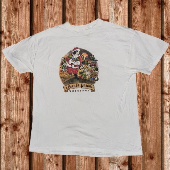 Vintage 1998 Big Dog Santa Paws Workshop Graphic Shirt - Picture 1 of 7